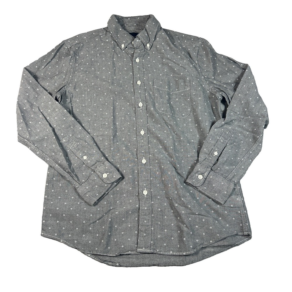 American Eagle Mens Medium Gray Polka Dot Classic Fit Button Up Shirt LS